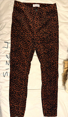 LOFT Women's Leopard Animal Print Pants Brown/Black size 4