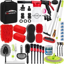 40Pcs Car Wash Cleaning Kit with Foam Gun Sprayer Detailing Brushes Wash Mop ...