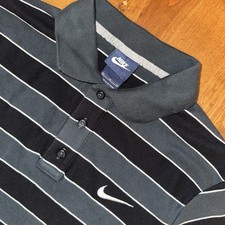 Nike Polo Boys Black And Gray Striped Medium