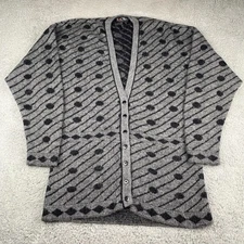 Escada Margaretha Ley Cardigan Sweater Women Size 40 Gray Wool Blend Polka Dot