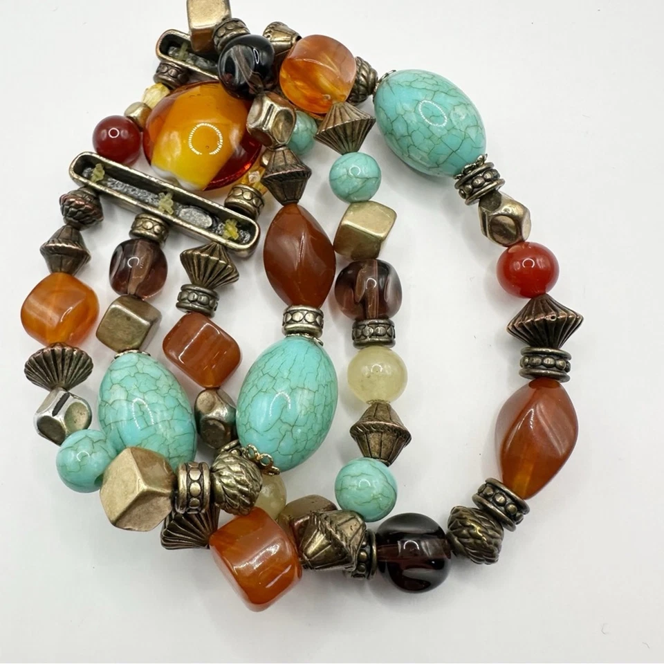 PREMIER DESIGN снятый с производства Канарский остров 3 нити эластичные бусины браслет прибрежный богемное - Изображение 3 из 4