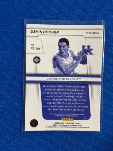DEVIN BOOKER 2022 PANINI PRIZM DRAFT PICKS FLASHBACK WHITE SPARKLE SP SSP FB-DB - Picture 2 of 2