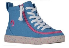 Billy Footwear Kids Classic High Top Sneakers Blue/ Pink Speckle Size 6M