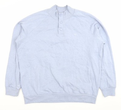 Lincoln Herren Blau XL Henley Sweatshirt Knopfleiste Baumwollmischung