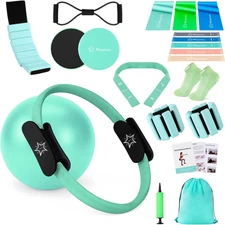 Pilates Equipment Kit for Home Workout, Pilates Ring and Ball Set for Women, 14'