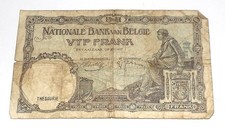 Vintage 1938 Belgium 5 Francs Banknote Nationale Bank van België