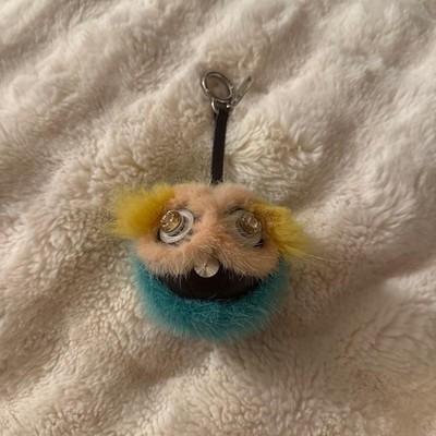 FENDI Bag Charm Monster Bugs Fur Key Ring Key Chain Blue, yellow, black