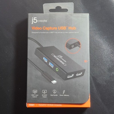 j5create 6-Port USB-C Hub, Black  JVA01 Video capture NEW
