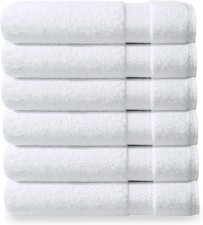 Organic Cotton Washcloths 6-Pack, 13"x13" 650 GSM Plush Soft Quick-Dry Face