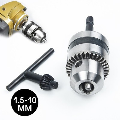 Versatile Keyless Drill Chuck + 14 Hex Shank Rod Adapter 3/8 24UNF 1 5 10MM