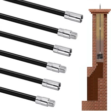 18FT Fiberglass Chimney Cleaning Rod - Chimney Brush Rod for 1/4" NPT Brushes, E