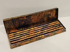 Vintage Complete Set of Decorative Pencils With Matching Case, Brandon New
