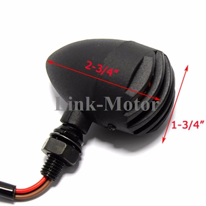 4x Black Front Rear Motorcycle Bobber Cafe Racer ATV Turn Signal Indicator Light - Image 4 of 4