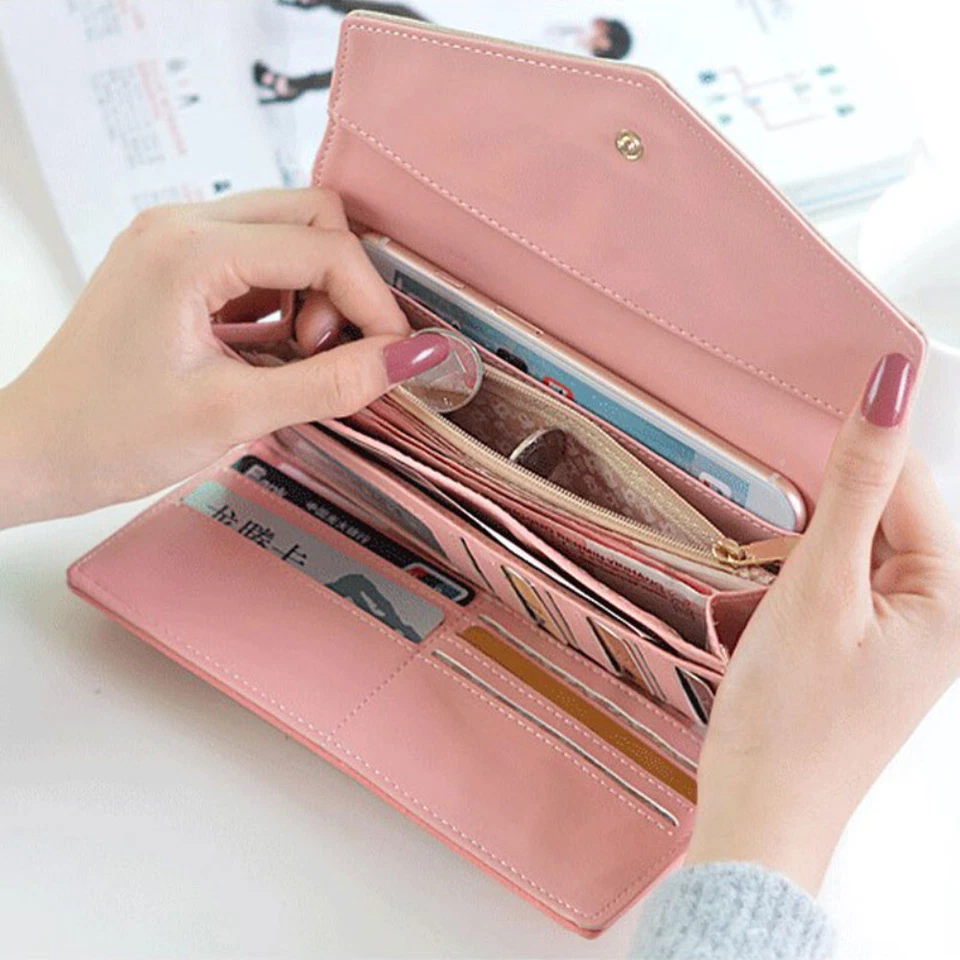 Fashion Envelope Clutch Long Wallet Women Leather Card Holder Purse Bag Handbag - Image 2 of 4