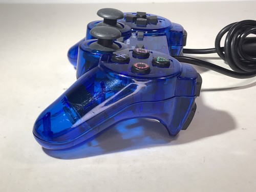 PlayStation 2 TTX Tech PS1 / PS2 Blue Wired Dual Analog Controller - Picture 4 of 12