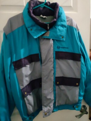 Vintage 80s Sergio Tacchini Puffer Jacket /Vest Ski Multicolour Large.. 