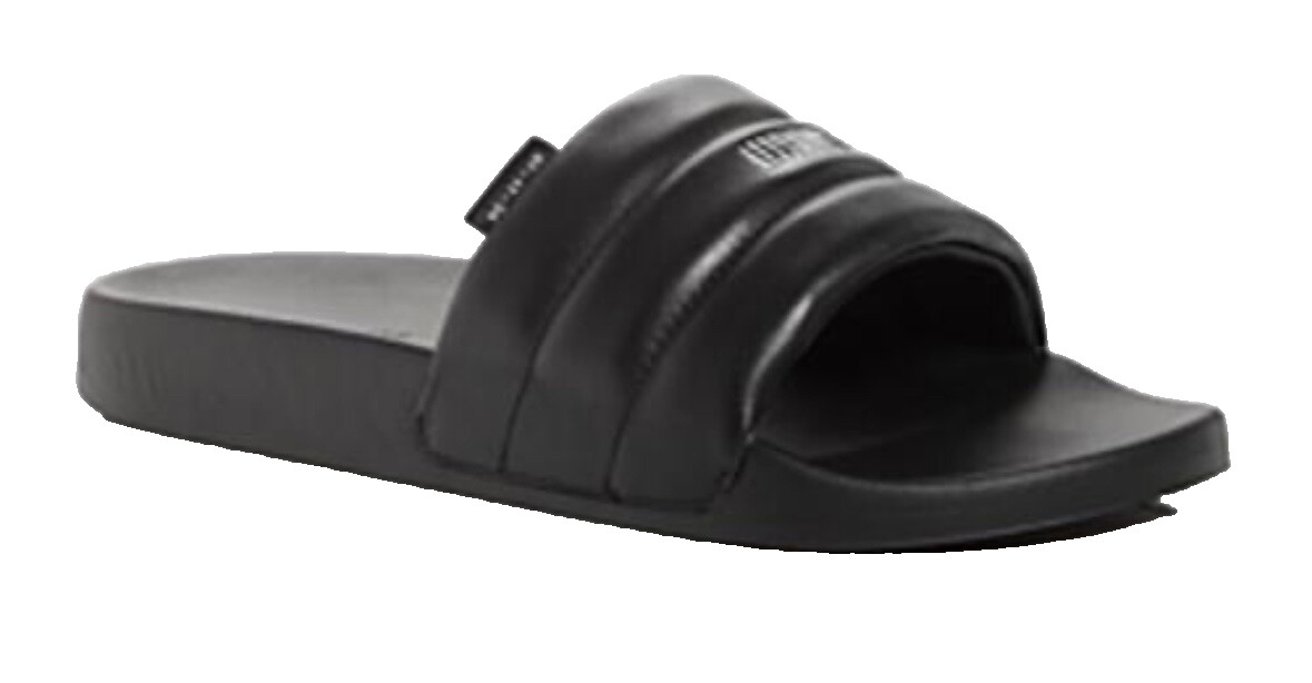 Allsaints Продает кожаные черные мужские сандалии-слайдеры с логотипом Размер US 12 EU 45 15490₽
