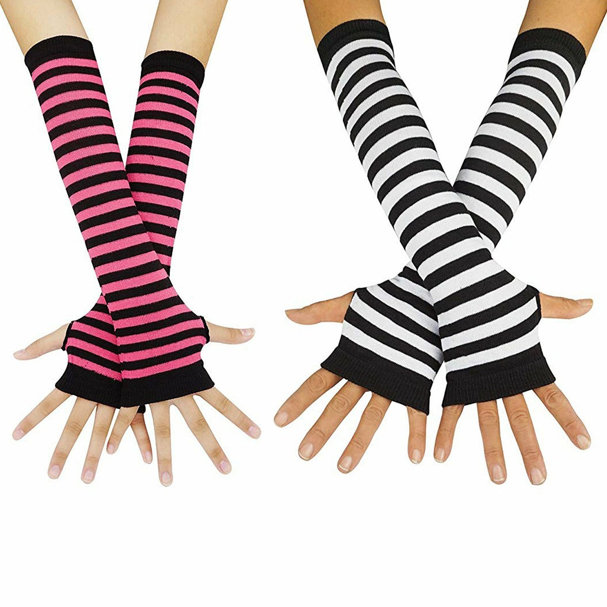 long striped fingerless gloves