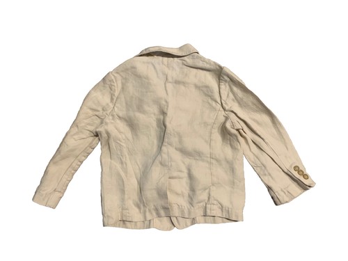 Janie And Jack Special Occasion Boys 100% Linen Blazer Size 2t-3t Khaki - Picture 2 of 3