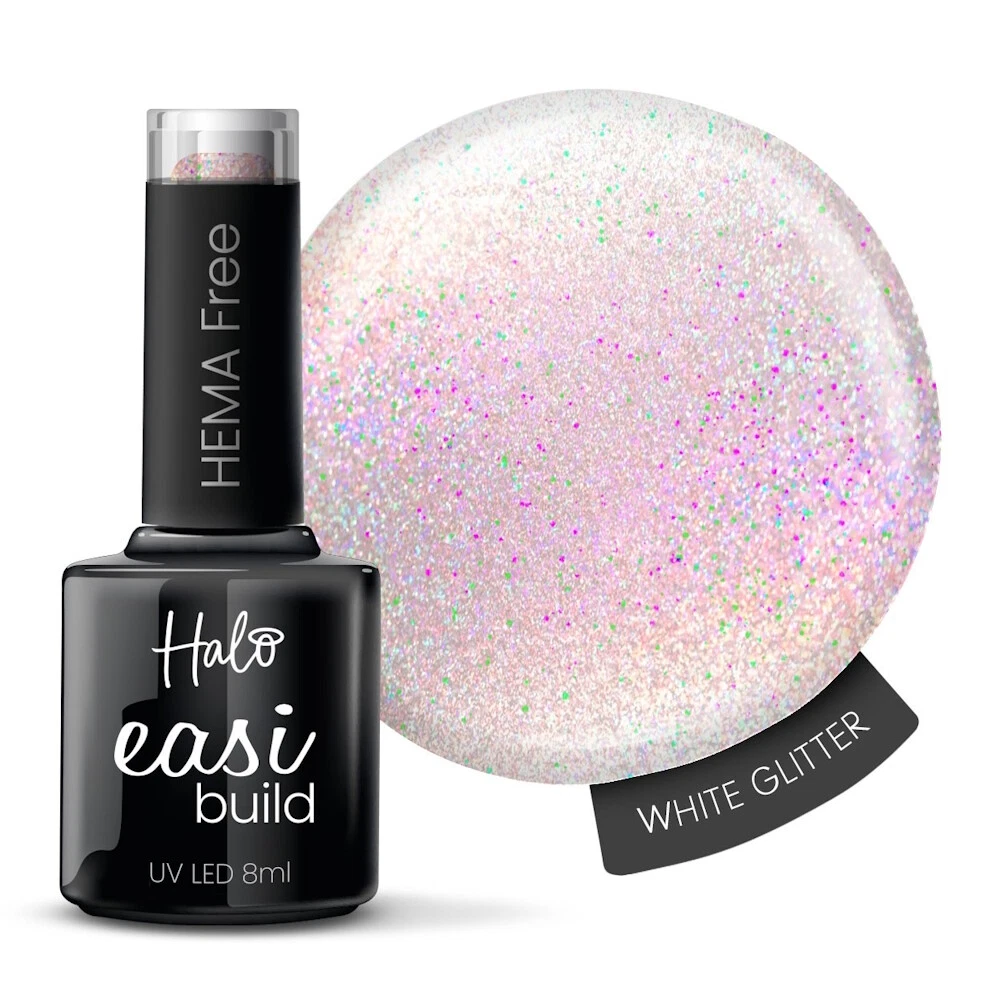 Halo EasiBuild UV LED Brush On Builder Gel HEMA-Free (White Glitter) 8ml