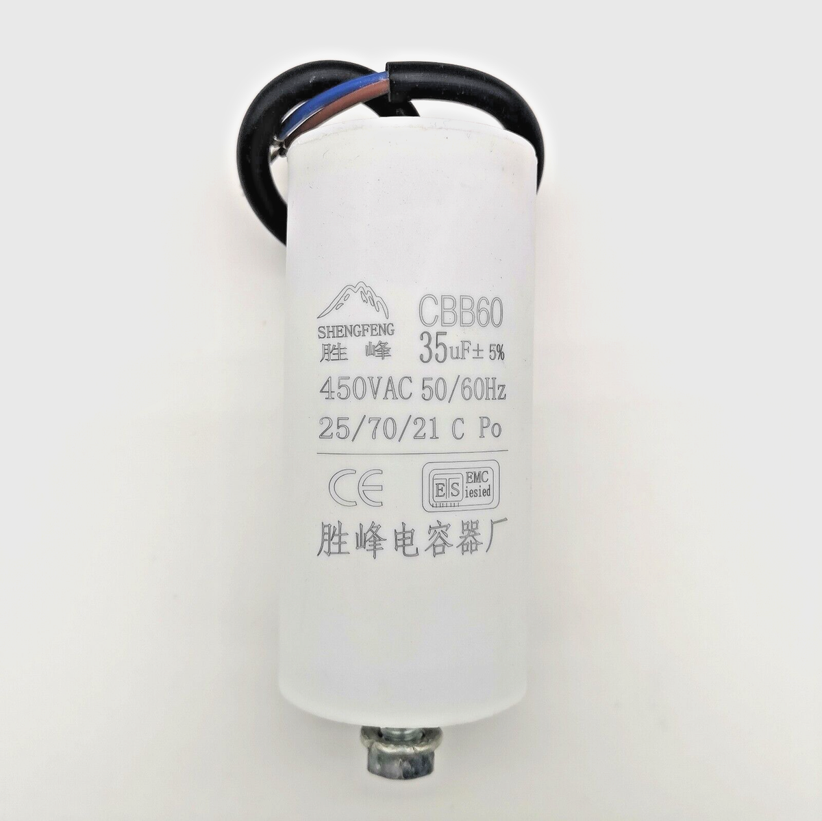 Shengfeng CBB60 Run Capacitor 35uF 450V AC 45x98mm With M8 Stud – Motor Start