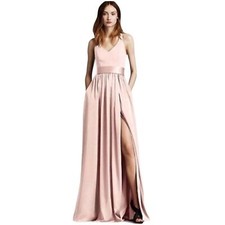 Vera Wang White Sz 10 Powder Pink Halter Tiered Sundress Side Split