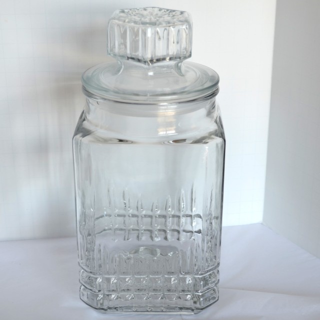 KOEZE Glass Candy Nut Decanter Jar Apothecary Canister Lidded Tea