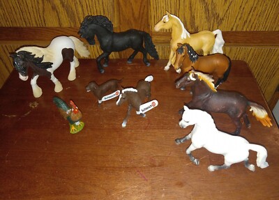 Schleich Horses & Farm Animals Lot of 9 Chicken Dog Horses *READ
