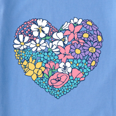NWT Women's Life is Good Spring Wildflower Heart Blue Crusher High-Low Tank