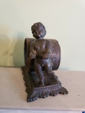 Rare VICTORIAN 1800's Vtg. NAPKIN RING HOLDER Cherub MIDDLETOWN SILVER PLATE #90