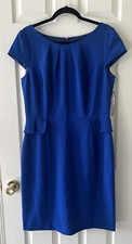 TAHARI Women's Royal Blue Peplum Career Annette Stretch Sheath Dress Sz 12 NWT