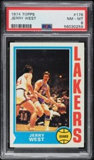 1974 Topps BkB Card #176 Jerry West Los Angeles Lakers HOF PSA 8 NM-MT