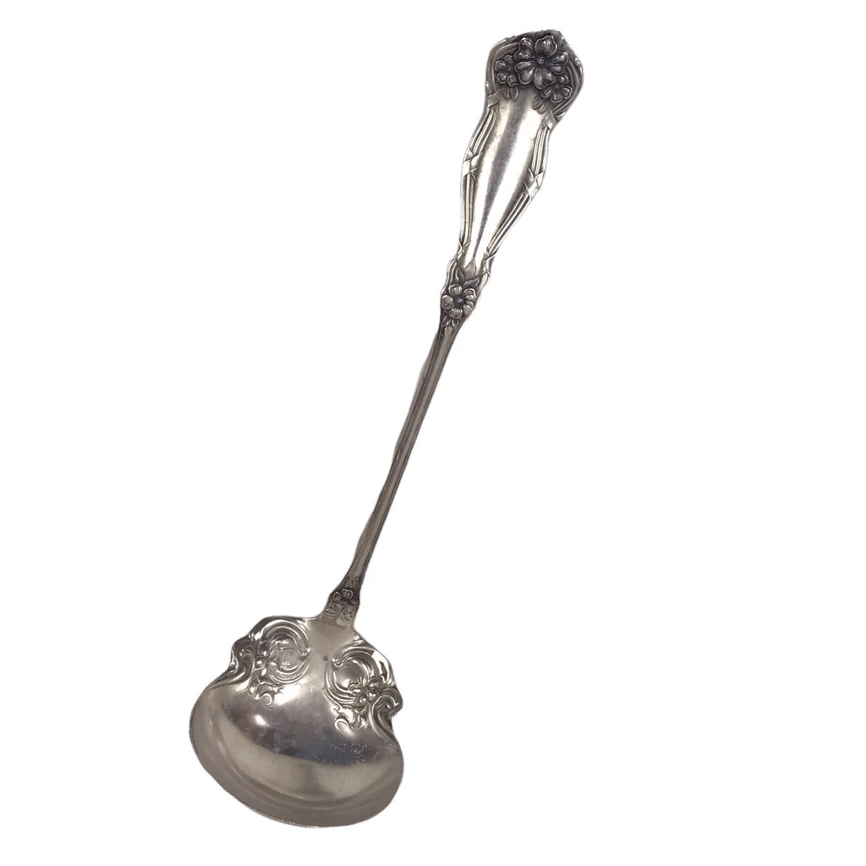 Vintage 1908 Arbutus International Silver Silverplated Ladle Floral Cream Gravy