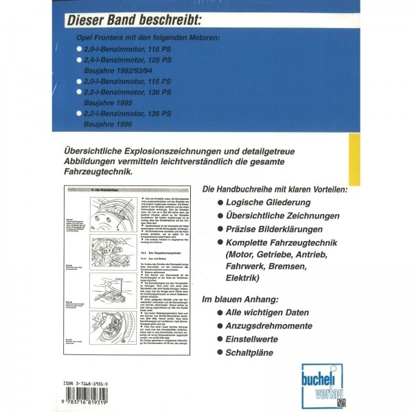 Thumbnail - Opel Frontera (12.1992-2004) Reparaturanleitung Bucheli Verlag
