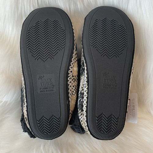 Mukluks Melinda Cuff Booties Slippers Womens Sz XL 11-12 Plaid Black Sherpa New - Picture 8 of 9