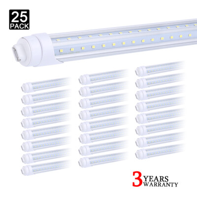 25Pack T8 8FT HO R17D LED Tube Light Bulbs 65W V Shaped 8' Led Shop Light 6000K