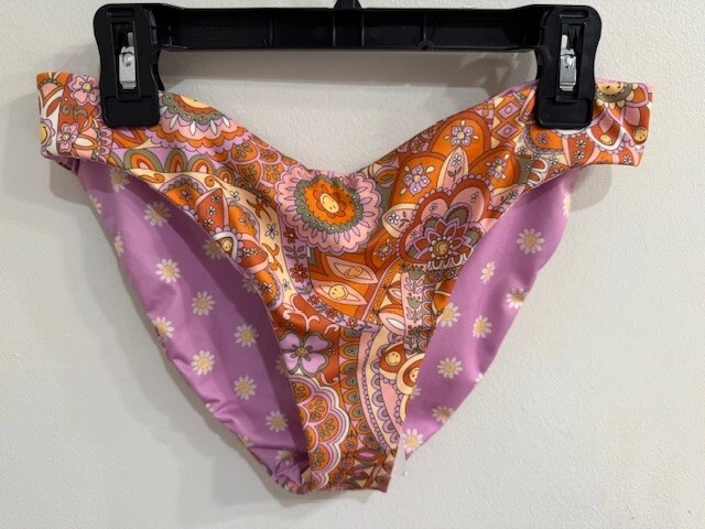 Parte inferior de bikini reversible Billabong "Good Times Smiley" nueva con etiquetas - talla: M/10 Lowrider Foto 2 de 4