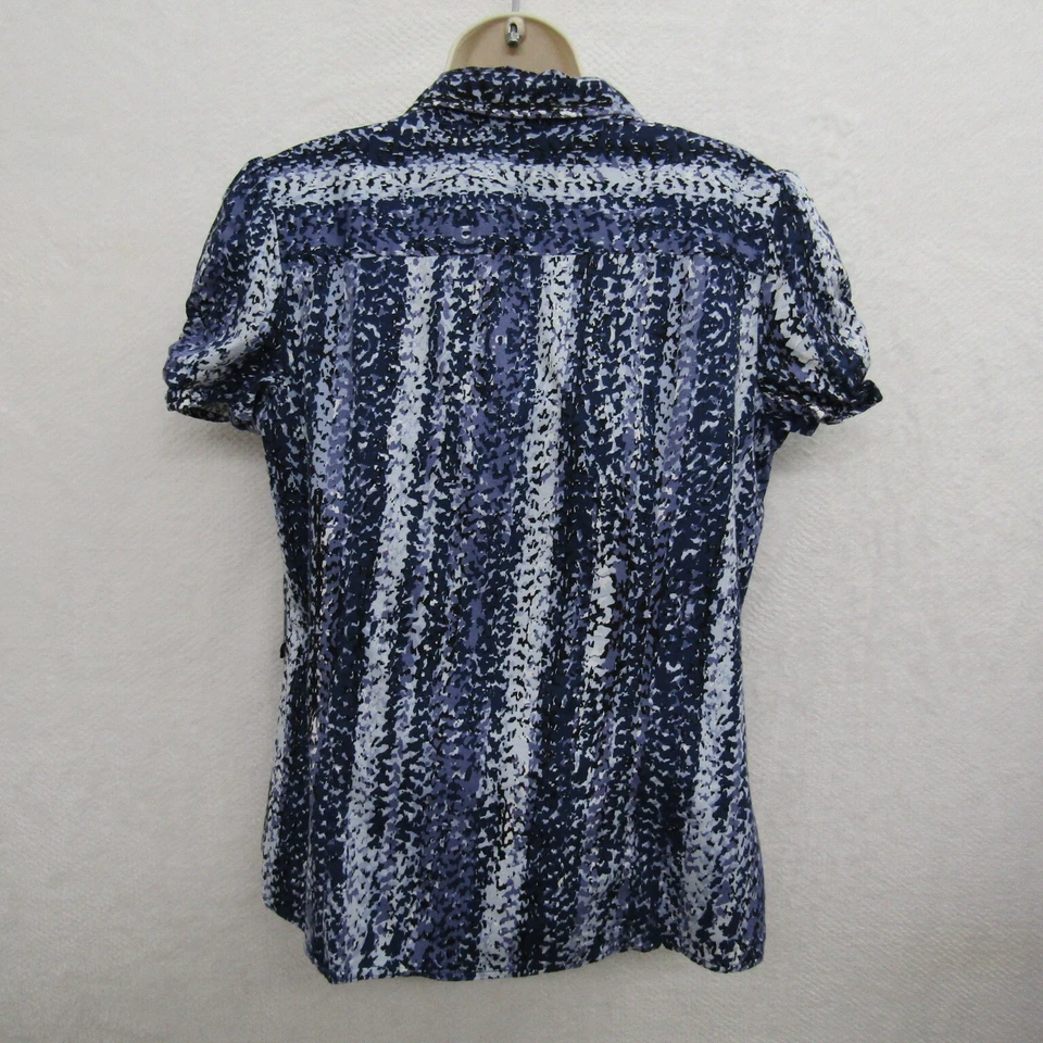 Blusa Top Covington Mujer Manga Corta Talla L Azul Blanco Glamour Informal Preppy Foto 4 de 4