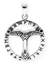 925 Silver Celtic Irminsul Amulet Pendant Necklace 36066