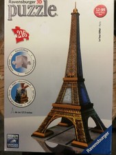 Ravensburger Eiffel Tower 3D Puzzle 216 Pieces 17.3" Tall Hinged Plastic No Glue