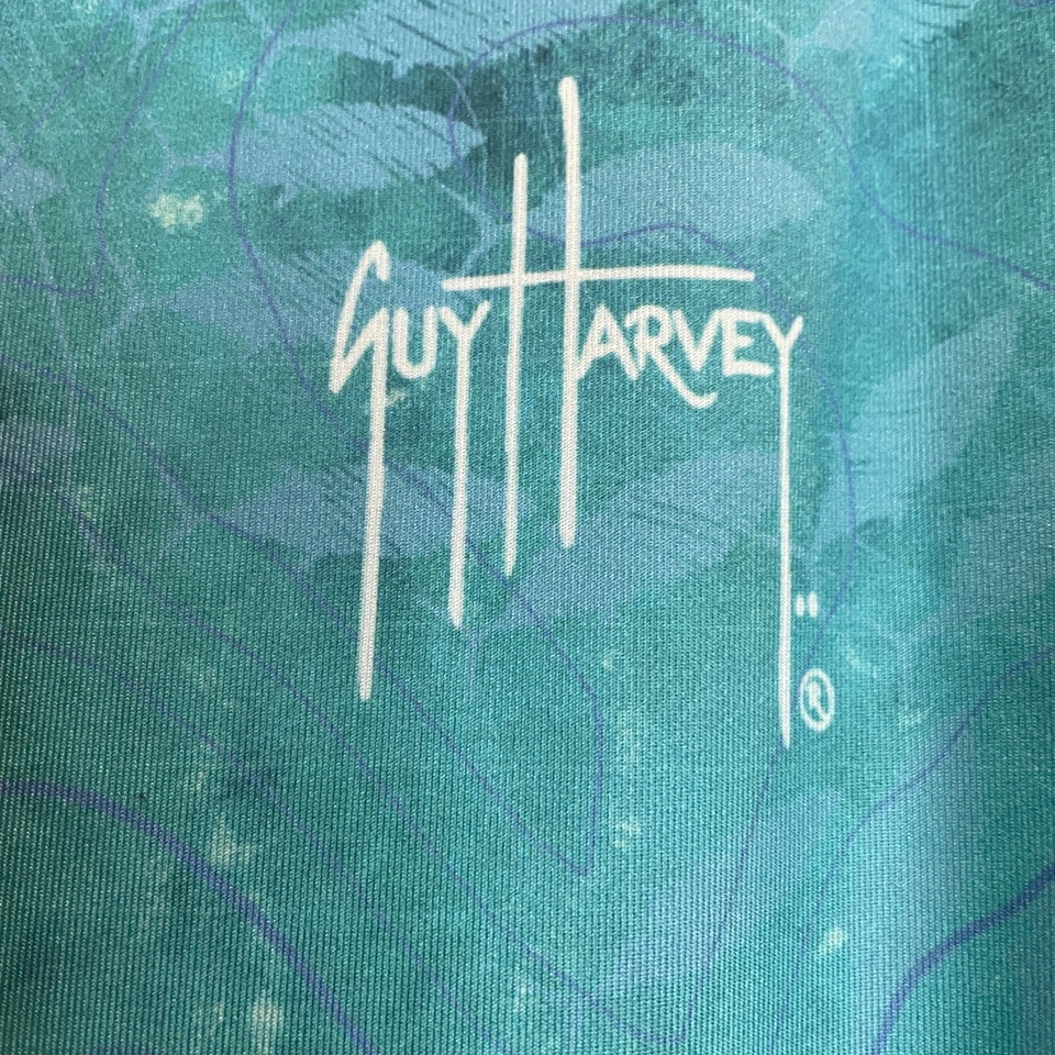 Guy Harvey Women's Long Sleeve Sun Shirt Fishing Aqua Blue School of Fish Large - Image 4 of 4