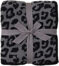 NWT Safari Leopard Char/Black BAREFOOT DREAMS  CozyChic  Throw Blanket 54" x 72