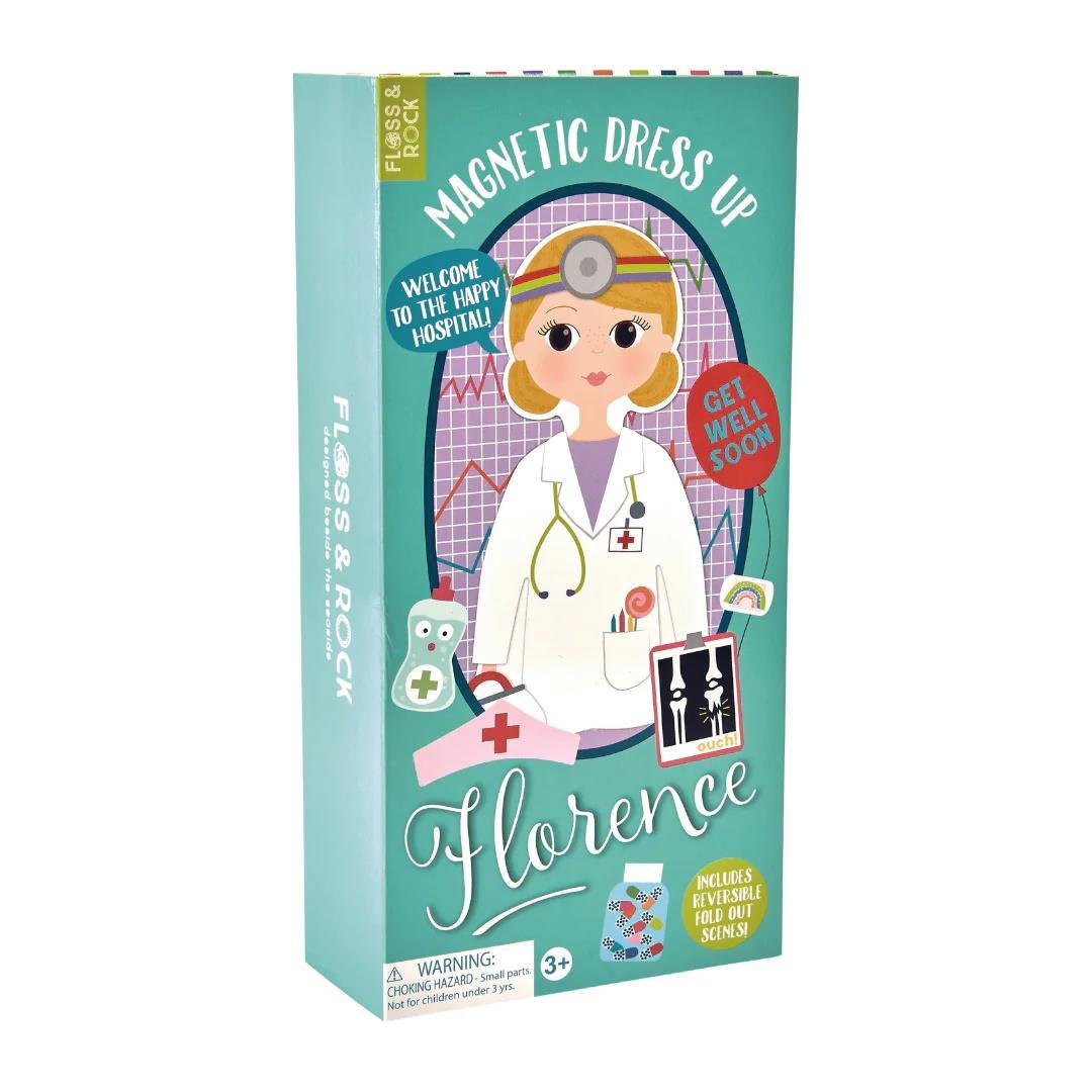 Floss & Rock Kids Doctor Magnetic Outfits Wooden Dress Up Doll Toy - Florence