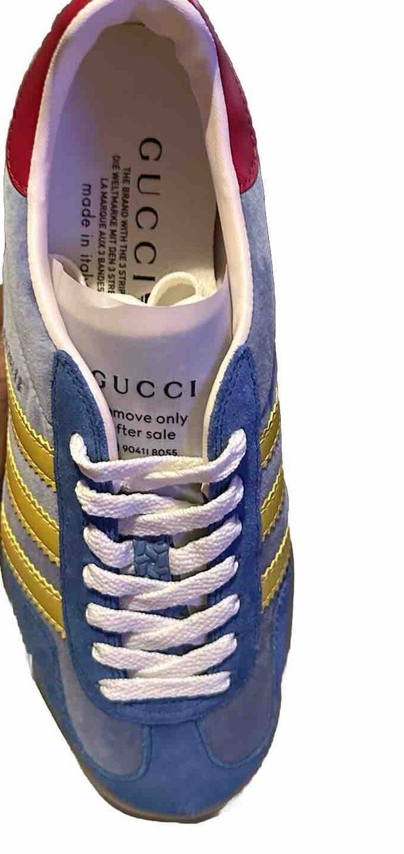 adidas gazelle silver green womens Adidas x Gucci Women's Gazelle Light Blue Silk Duchesse Low Top Sneakers main image 1