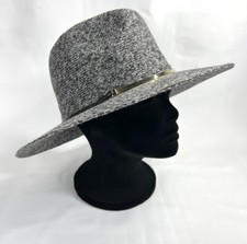 New Mud Pie Gray Fedora Hat with Black Band and Gold Tone Trim Women s Fashion