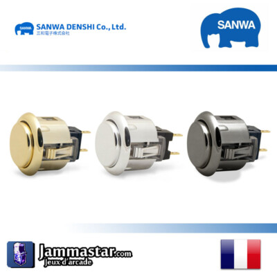 Boutons arcades originaux Sanwa Denshi OBSF-30 Sanwa - Noir Violet