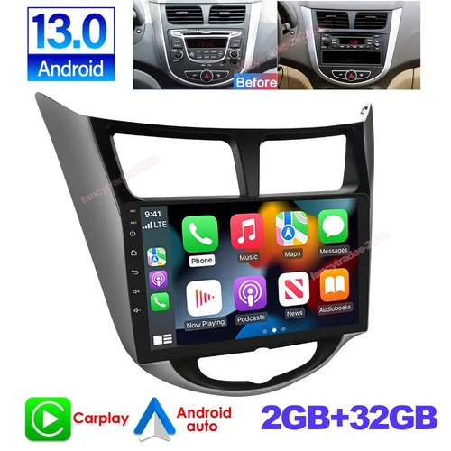 Apple CarPlay For Hyundai Accent 2011-2019 Car Stereo Radio Android 13 GPS NAVI