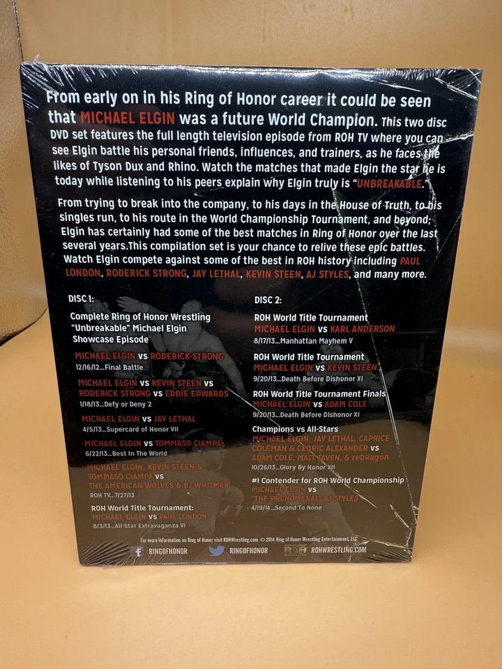 ROH Michael Elgin Unbreakable Obsession 2 Disc Set Wrestling DVD New Sealed Foto 2 de 2