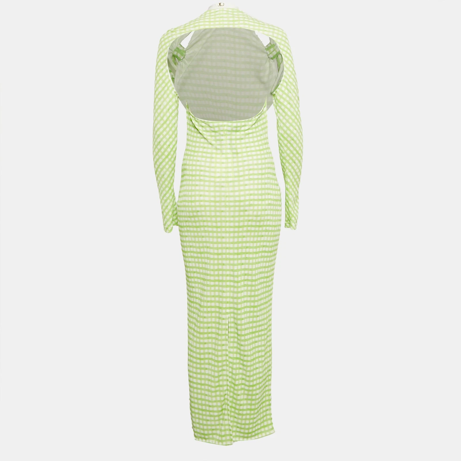 Abito midi Jacquemus verde stampa a quadri jersey La Robe Nodi M