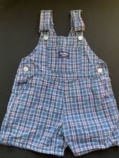 Vintage Shortalls oshkosh b'gosh Blue Plaid Short overalls Size 2T